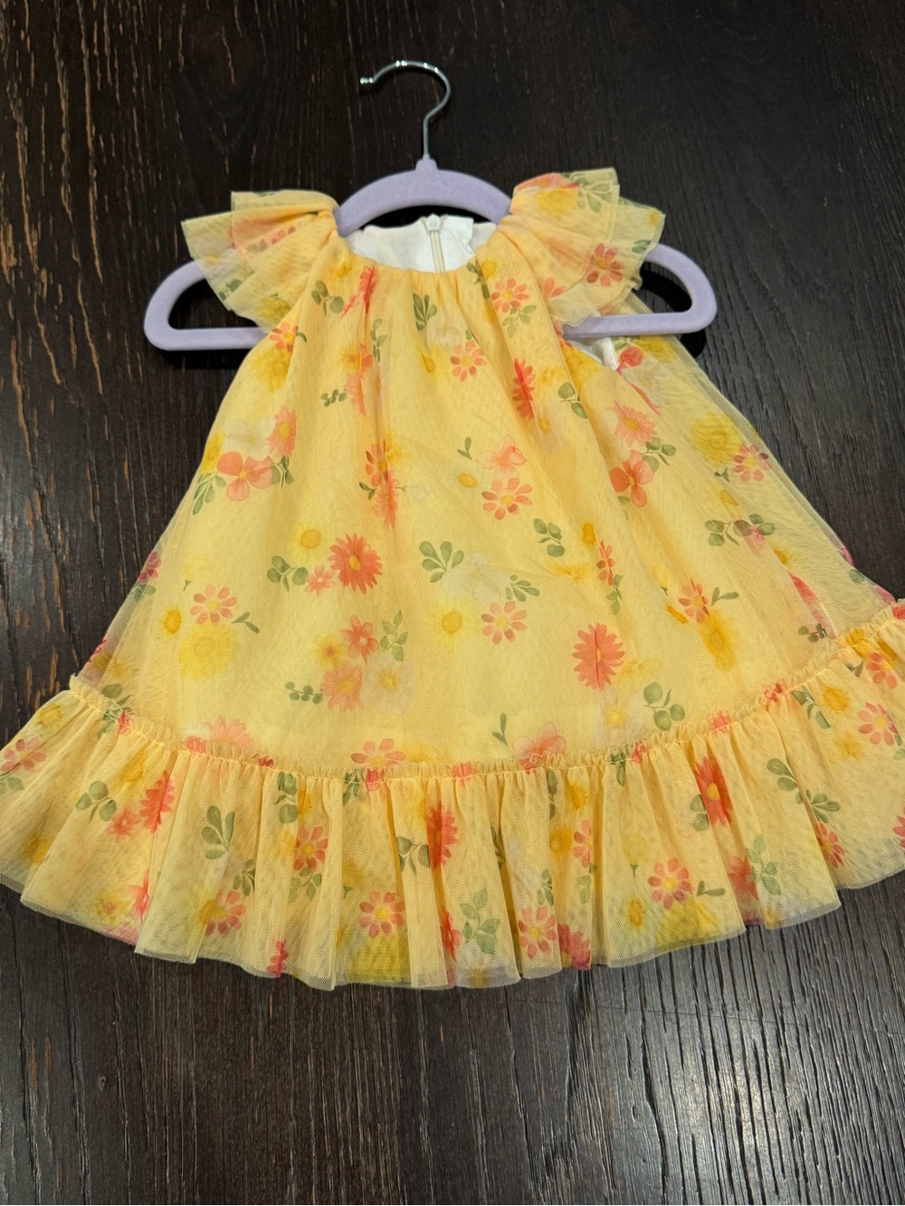 Mayoral Yellow Floral Ruffle-Trim Dress